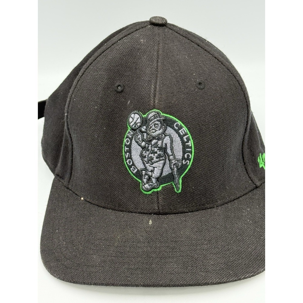 Boston Celtics Hat Cap Strap Back Mens One Size Black NBA Basketball 47 Brand
